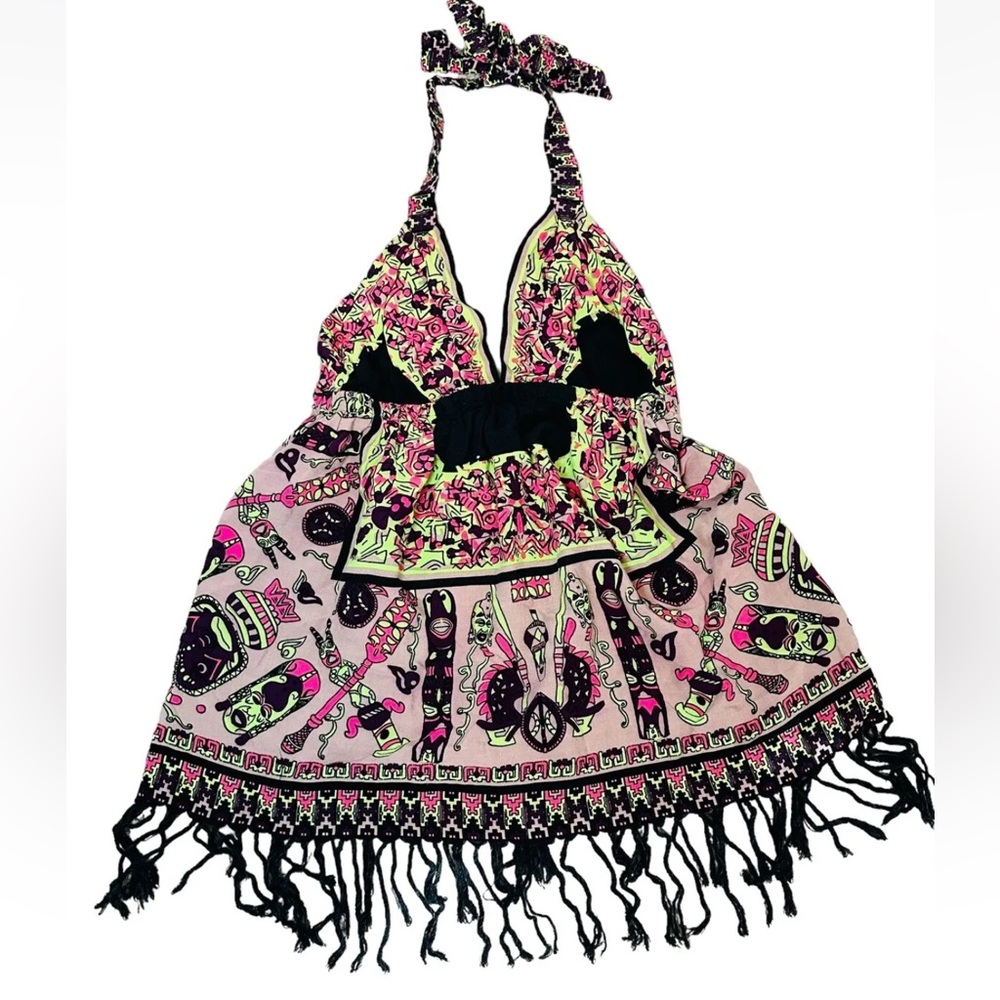 Vintage Rampage Halter Top Fringe Boho Festival Size Medium